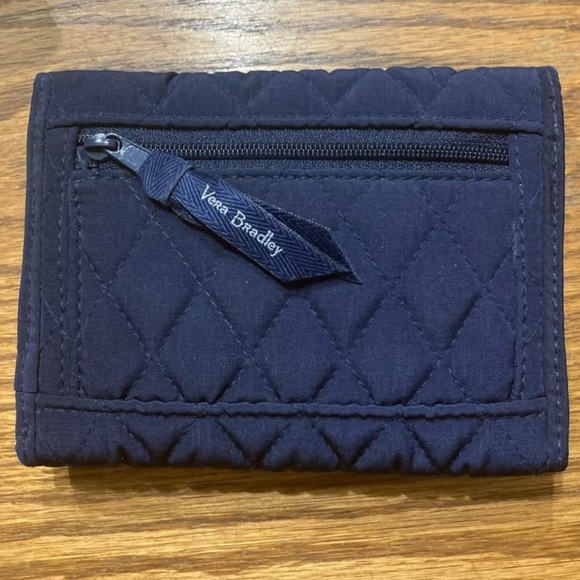 Vera Bradley Navy Quilted With Zippered Coin Tri-Fold Wallet RFID Blocking - Picture 2 of 5